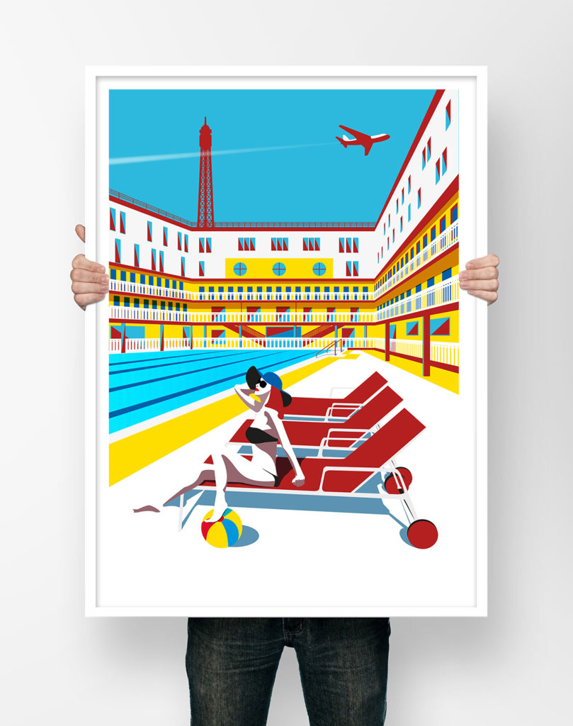 Affiche illustration Piscine Molitor