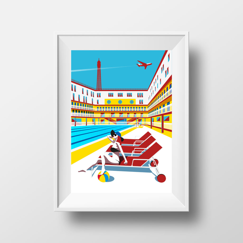 Affiche illustration Piscine Molitor Paris
