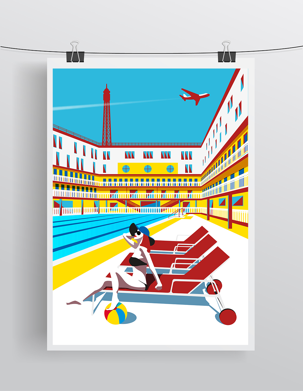 Affiche illustration Piscine Molitor