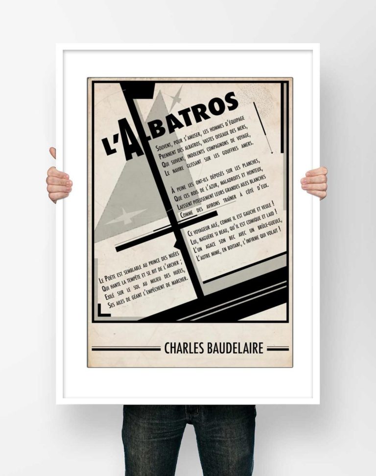 Affiche d'Art Littérature - Charles Baudelaire Albatros Poésie Poème Illustration Bauhaus
