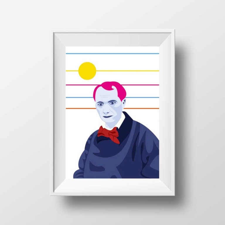 Affiche Illustration - Poster Portrait Charles Baudelaire Style Pop Art Poète Ecrivain