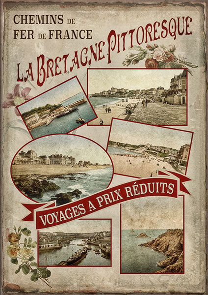 Tirage Bretagne 1900 - Affiche Voyage Chemin de Fer Bretagne Carte postale ancienne Poster vintage – Image 2