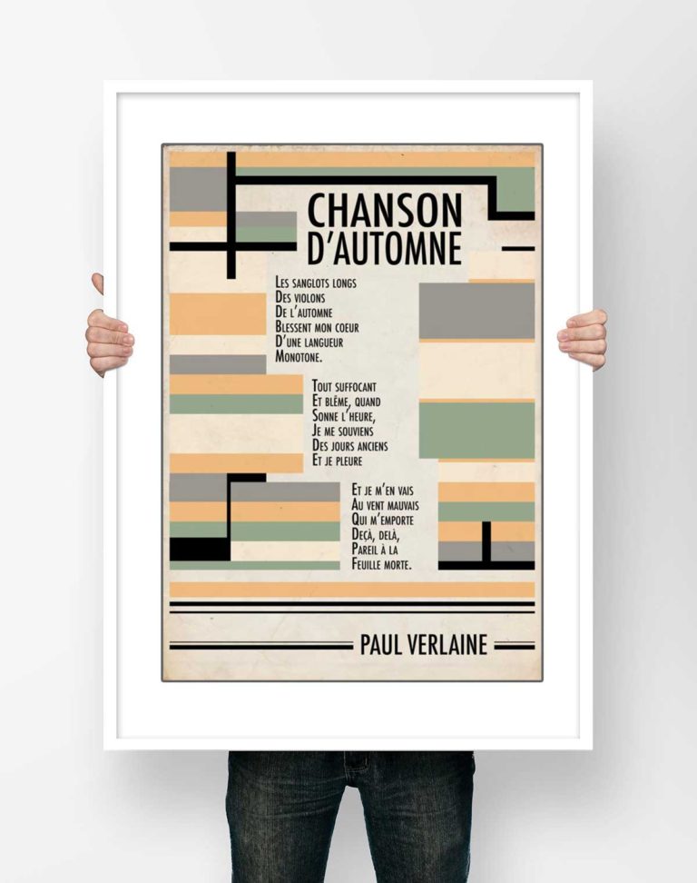 Affiche d'Art Littérature - Paul Verlaine Chanson d'Automne Poésie Poème Illustration