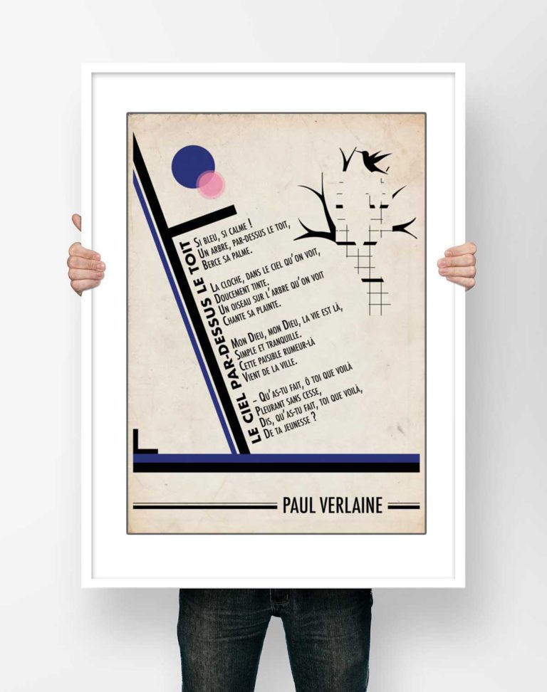 Affiche d'Art Littérature - Paul Verlaine Le Ciel Par-dessus le Toit Poésie Illustration