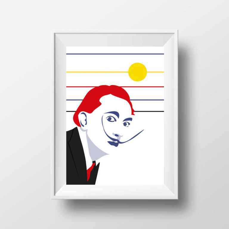 Affiche Illustration - Poster Portrait Salvador Dali Style Pop Art Peintre Surréaliste