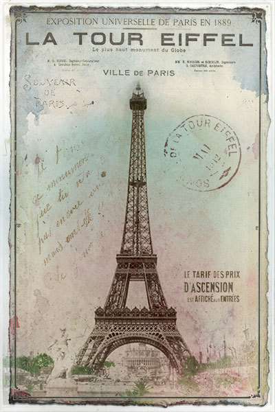 Affiche Tour Eiffel Paris Exposition Universelle 1900 Carte postale ancienne – Image 2