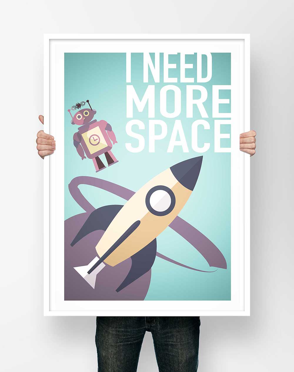 Affiche Illustration Fusée - Poster Enfant Robot I Need More Space Espace – Image 3