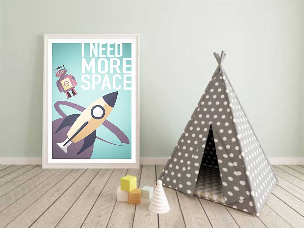 Affiche Illustration Fusée - Poster Enfant Robot I Need More Space Espace – Image 5