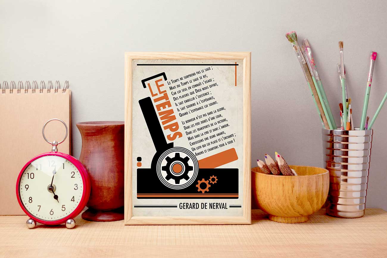 Affiche Poésie Gérard de Nerval Le Temps