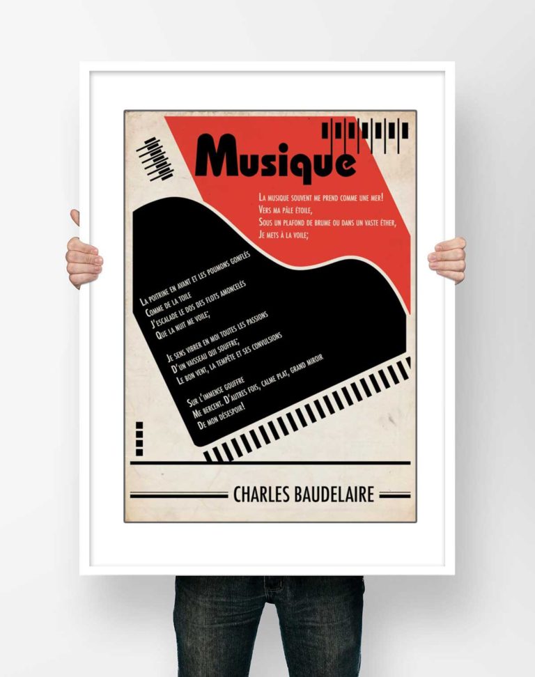 Affiche d'Art Littérature - Charles Baudelaire La Musique Poésie Poème Illustration Bauhaus