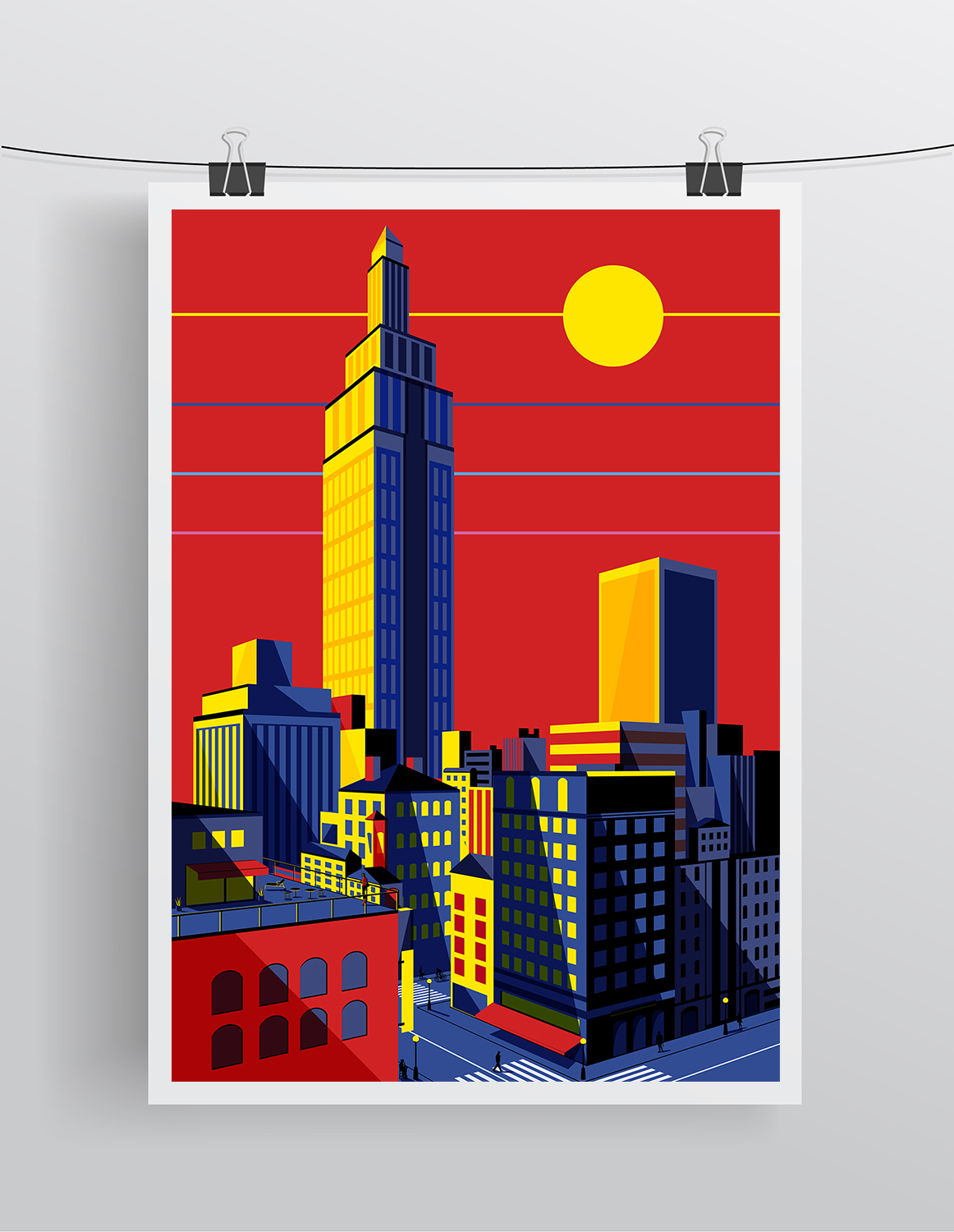 Affiche Illustration New-York - Poster Illustration Minimaliste New-York Cityscape Vector Art – Image 4