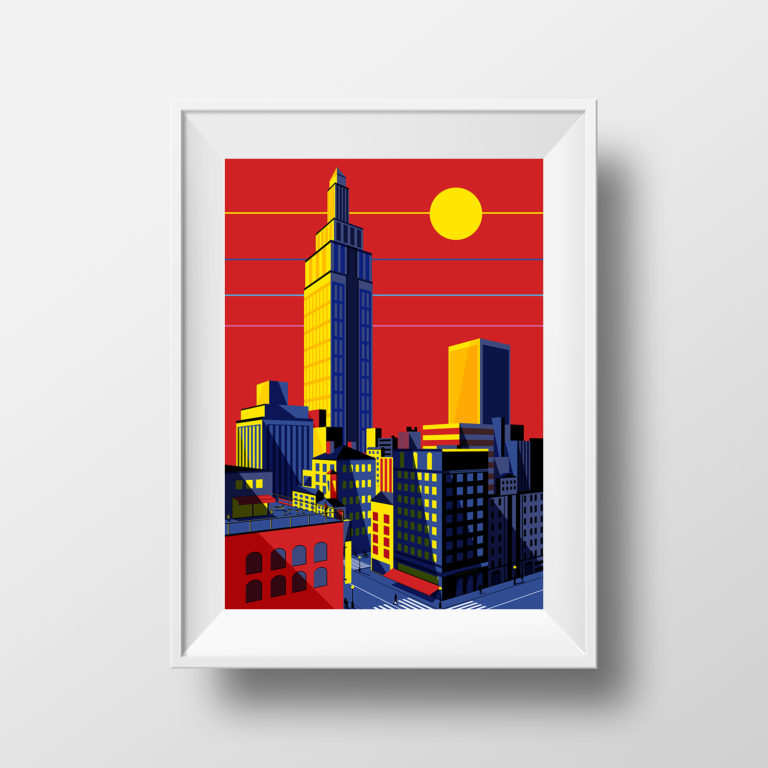 Affiche Illustration New-York - Poster Illustration Minimaliste New-York Cityscape Vector Art