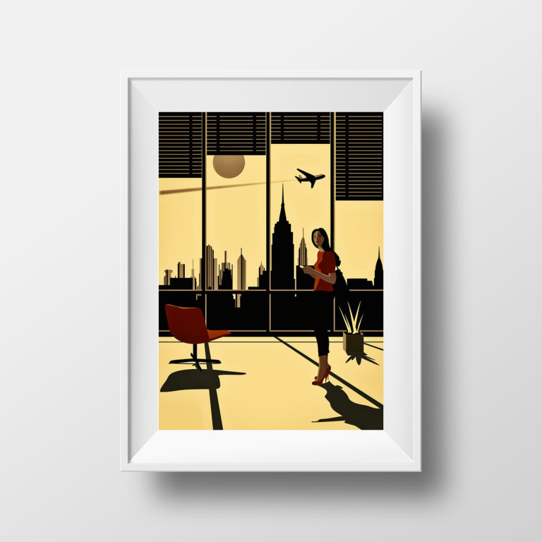 Affiche Illustration New York - Poster Illustration Minimaliste New-York Loft Chambre Vue