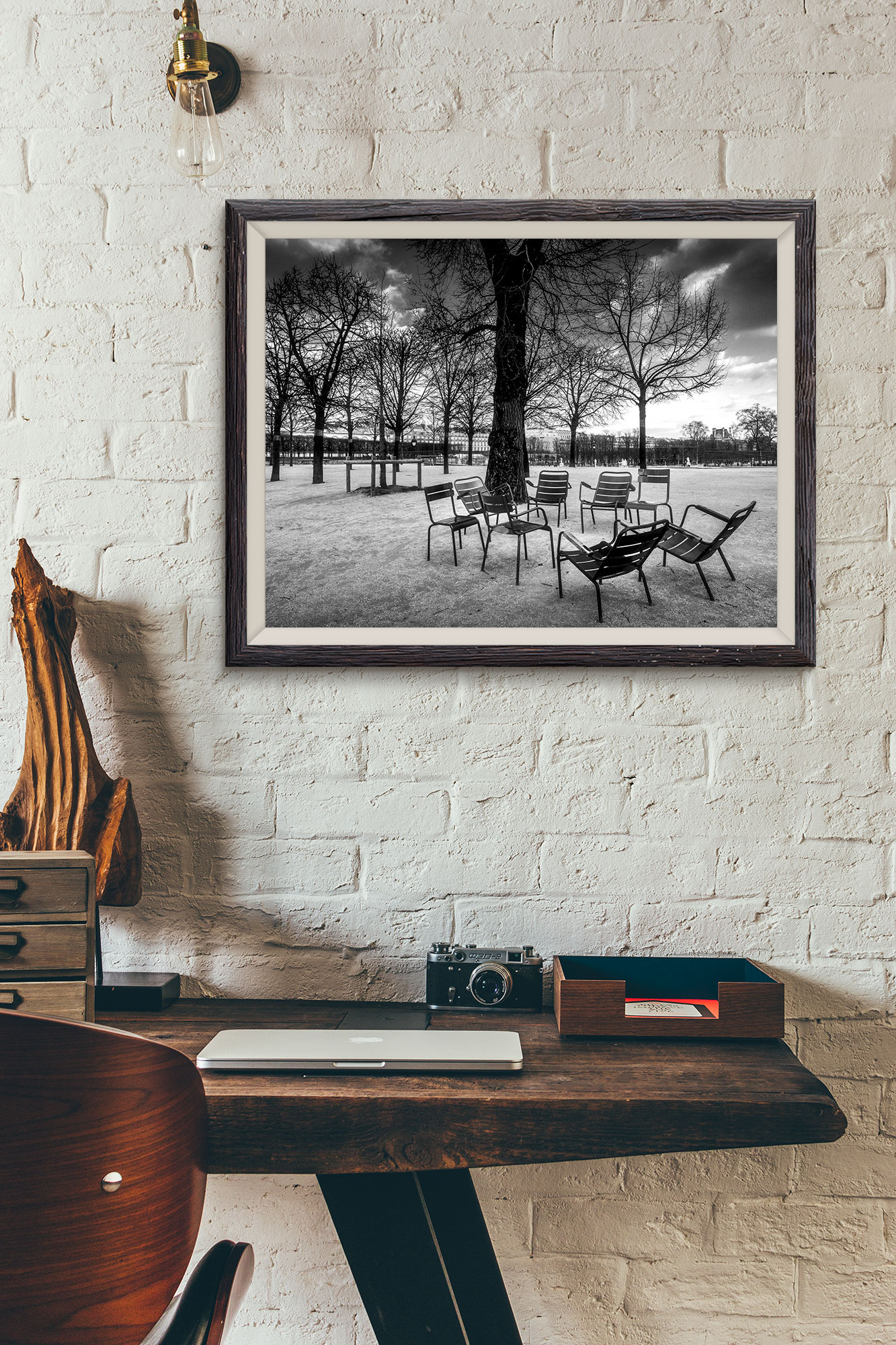 Chaises Jardin des Tuileries Photo Noir et Blanc