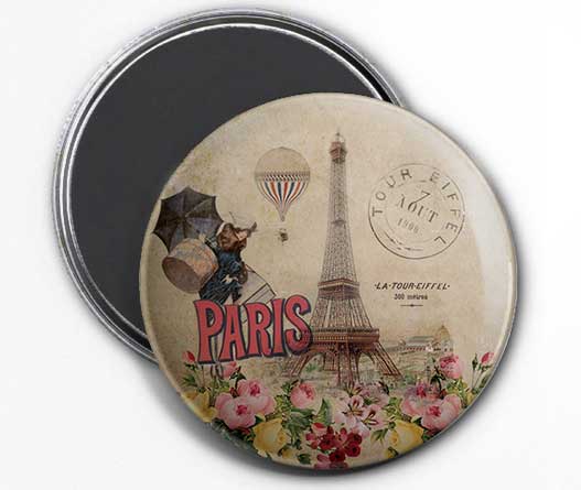 Magnet Paris vintage – Tour Eiffel & fleurs