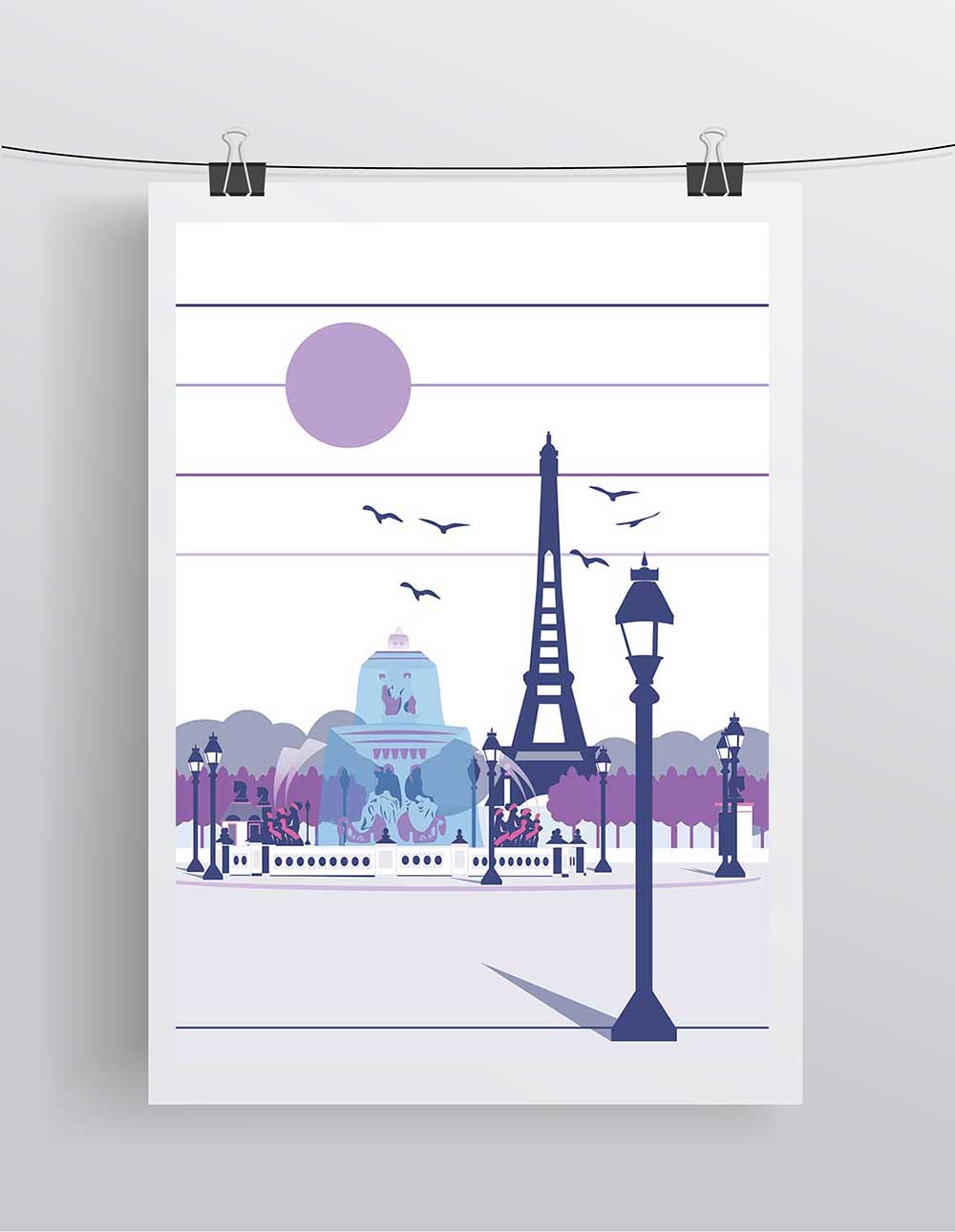 Affiche Illustration Paris - Poster Place de la concorde Tour Eiffel – Image 2