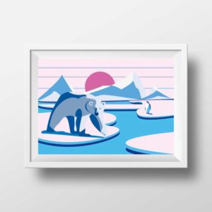 Affiche Illustration Ours Polaire - Poster Enfant Vector Art