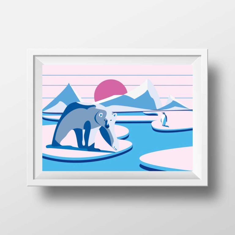Affiche Illustration Ours Polaire - Poster Enfant Vector Art