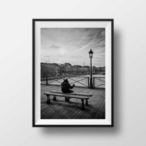 Photo Le Pont des Arts et la Tour Eiffel Noir et Blanc