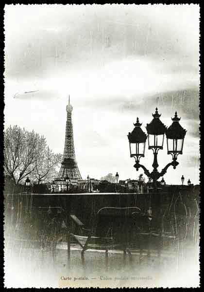 Cartes Postales Paris vintage - La Tour Eiffel et le Jardin des tuileries