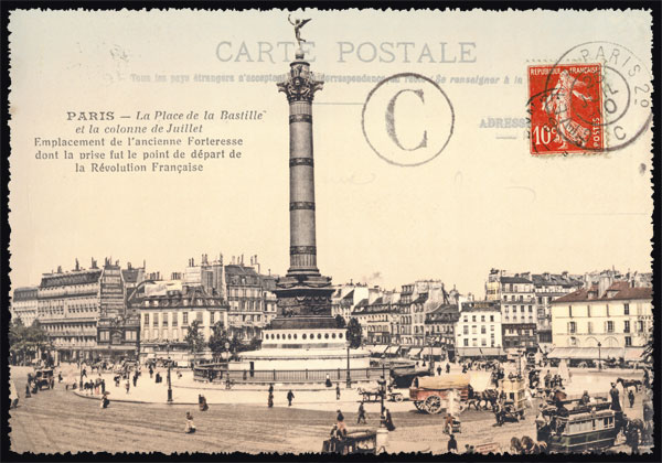 Carte Postale Paris Vintage Place De La Bastille Colonne De Juillet Ppof 013 Emmanuel Gill