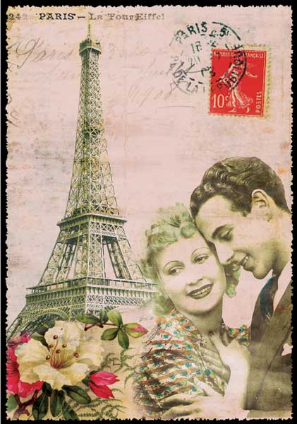 Cartes Postales Paris vintage - Amoureux