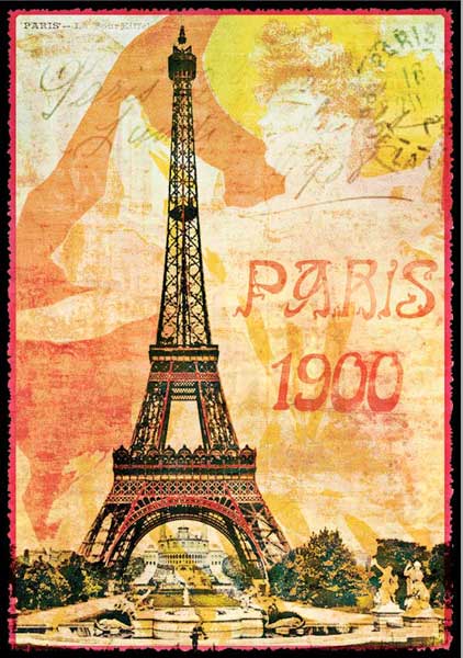 Carte Postale Paris Vintage - Tour Eiffel Art Nouveau PPOF 056 ...