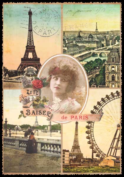 Cartes Postales Paris vintage - Un baiser de Paris