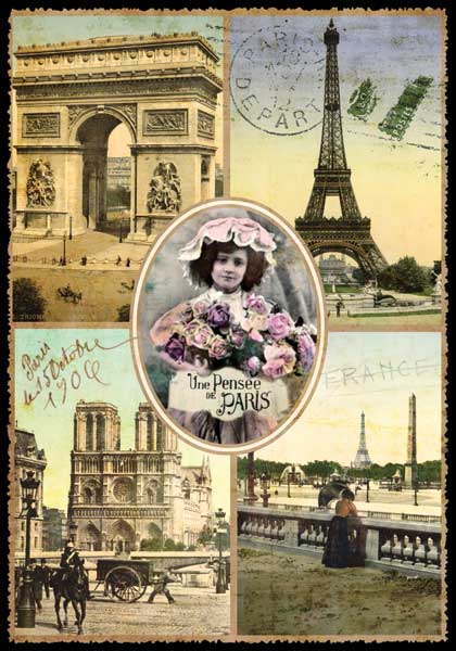 Cartes Postales Paris vintage - Une Pensée de Paris