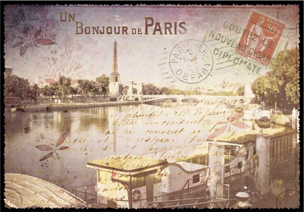 Cartes Postales Paris vintage - La Seine et la Tour Eiffel