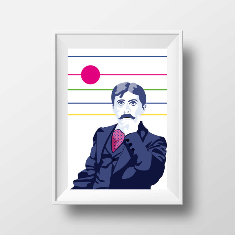Affiche d'Art Littérature - Poster Marcel Proust Portrait Style Pop Art