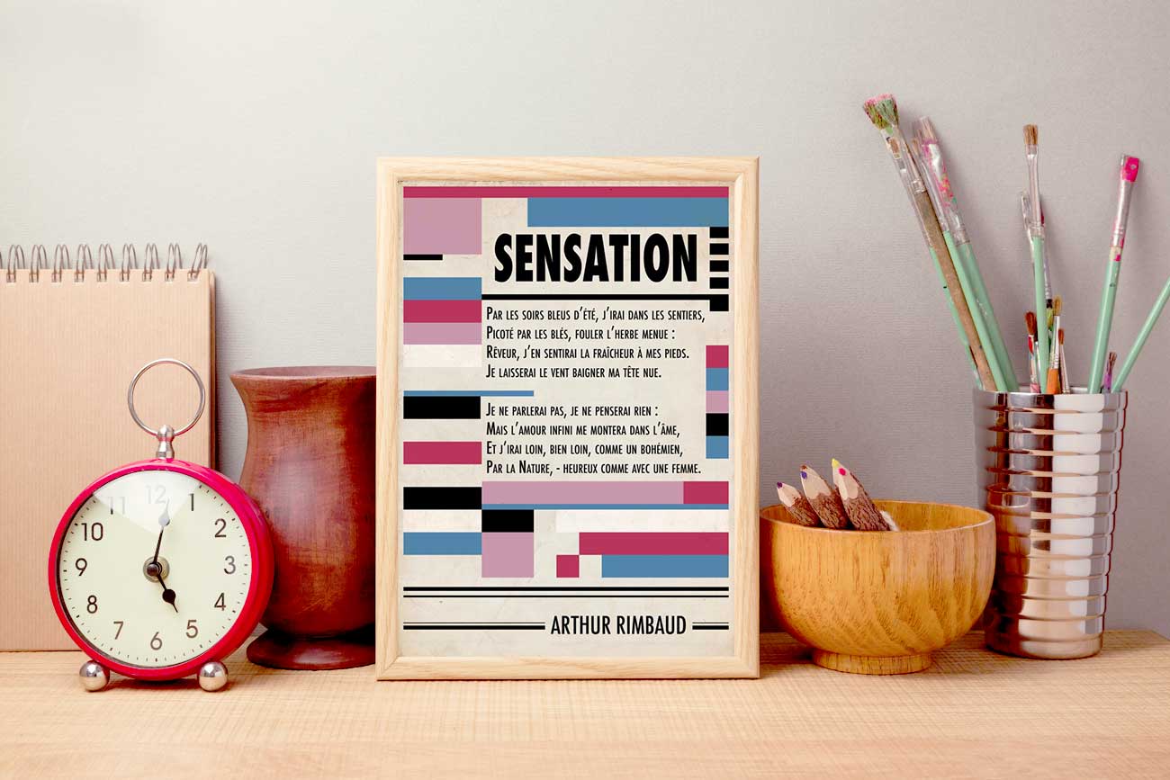 Affiche d'Art Littérature - Arthur Rimbaud Sensation Poésie Poème Illustration Bauhaus – Image 2