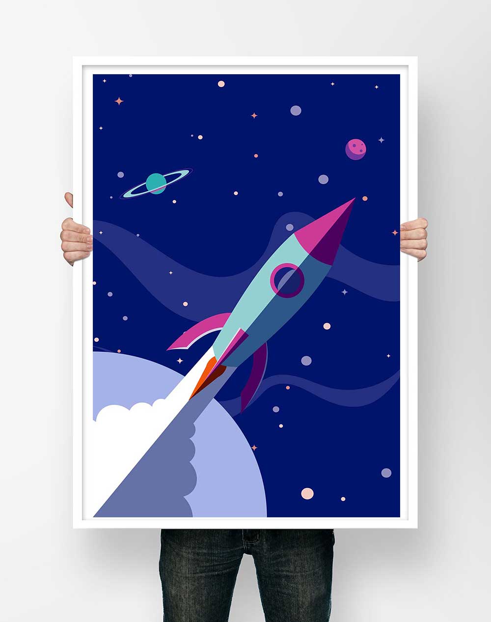 Affiche Illustration Enfant - Poster Fusée Espace – Image 2