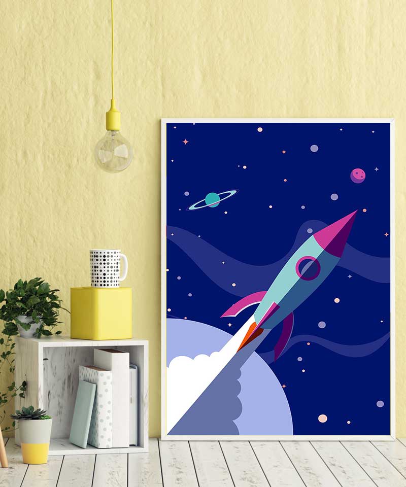 Affiche Illustration Enfant - Poster Fusée Espace – Image 5