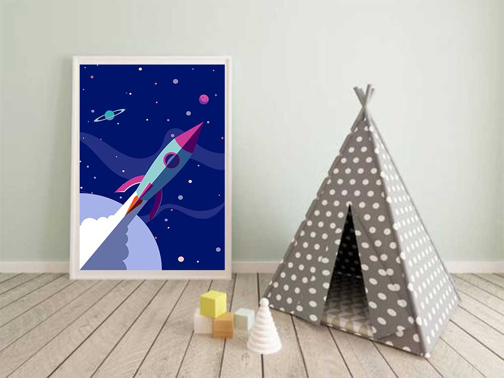 Affiche Illustration Enfant - Poster Fusée Espace – Image 4