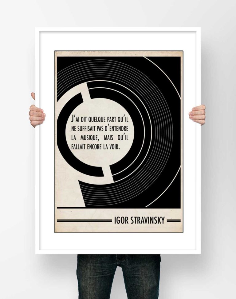 Affiche Littérature - Citation Igor Stravinsky La Musique Illustration Bauhaus