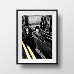 Photo Londres - Taxis Londoniens Image en Noir et Blanc High Street