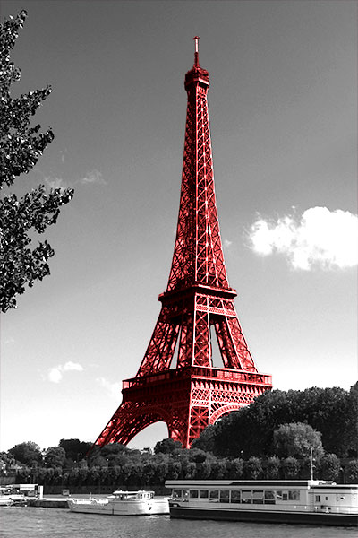 Photo de Paris en noir et blanc – Tour Eiffel rouge – Tirage d’art contemporain – Image 6