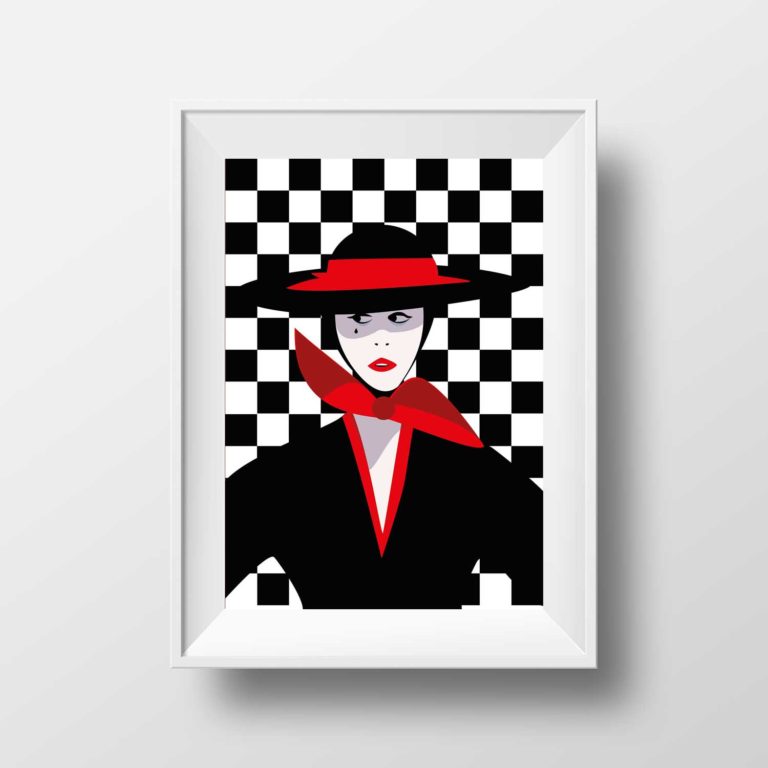 Affiche Illustration Mode - Poster Mode Pop art Portrait Années Folles