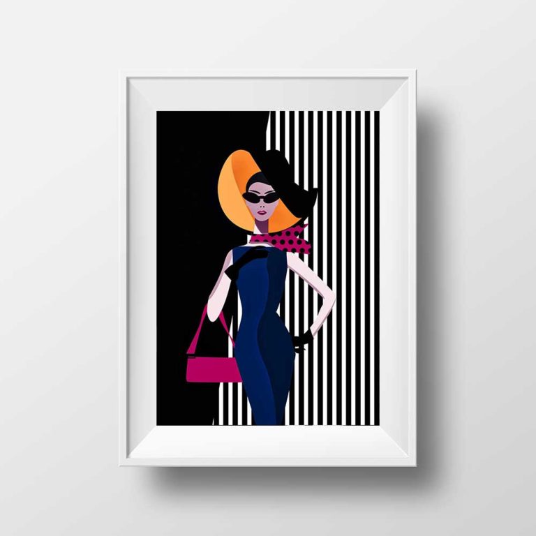 Affiche Illustration Mode - Poster Vector art Portrait Art Rétro