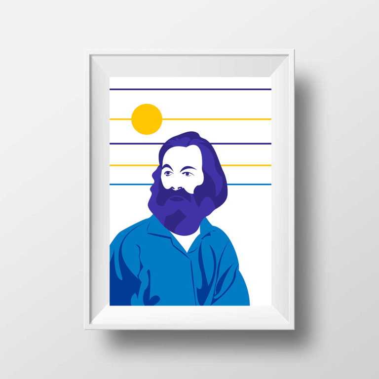 Affiche Illustration - Poster Portrait Walt Whitman Style Pop Art Poète Ecrivain
