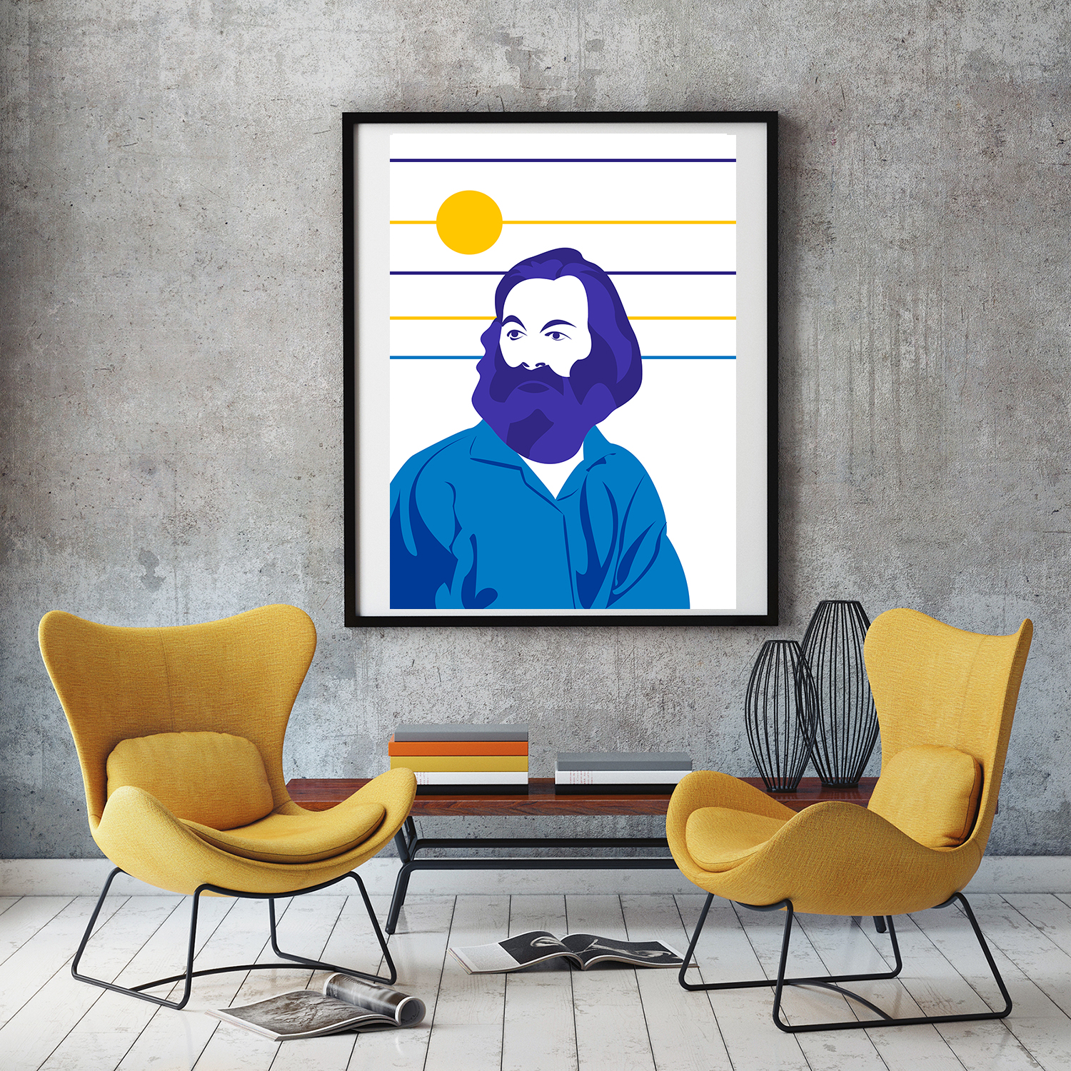 Affiche Illustration - Poster Portrait Walt Whitman Style Pop Art Poète Ecrivain – Image 2