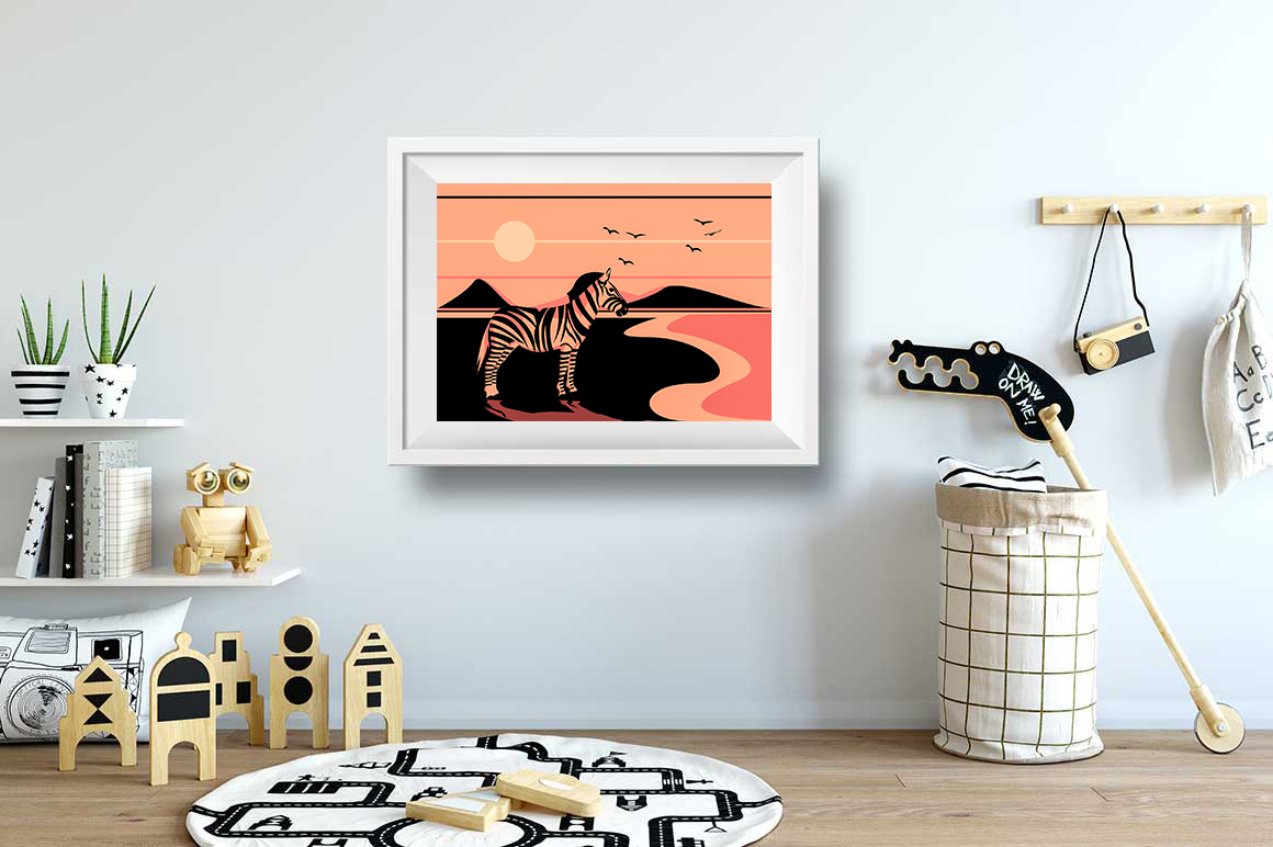 Affiche Illustration Zèbre - Poster Enfant Vector Art – Image 2