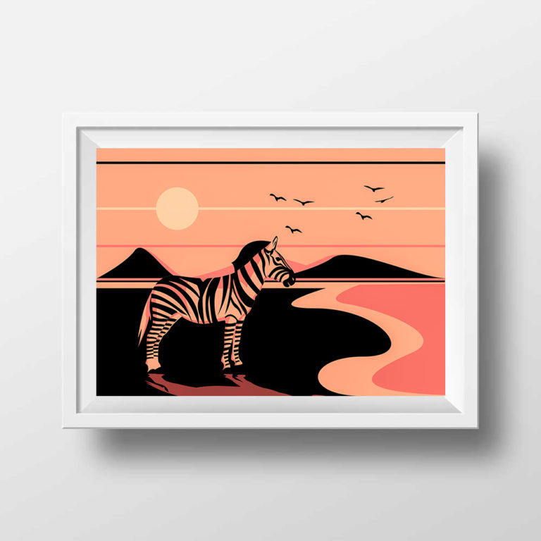 Affiche Illustration Zèbre - Poster Enfant Vector Art
