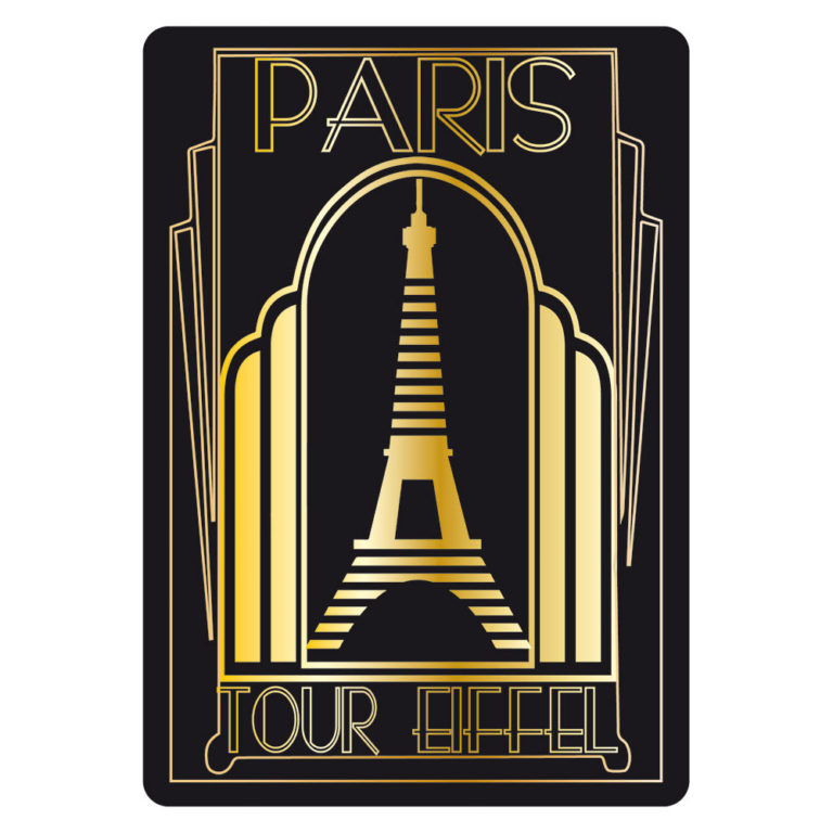 Carte Postale Dorure à chaud - Paris Tour Eiffel Art Déco