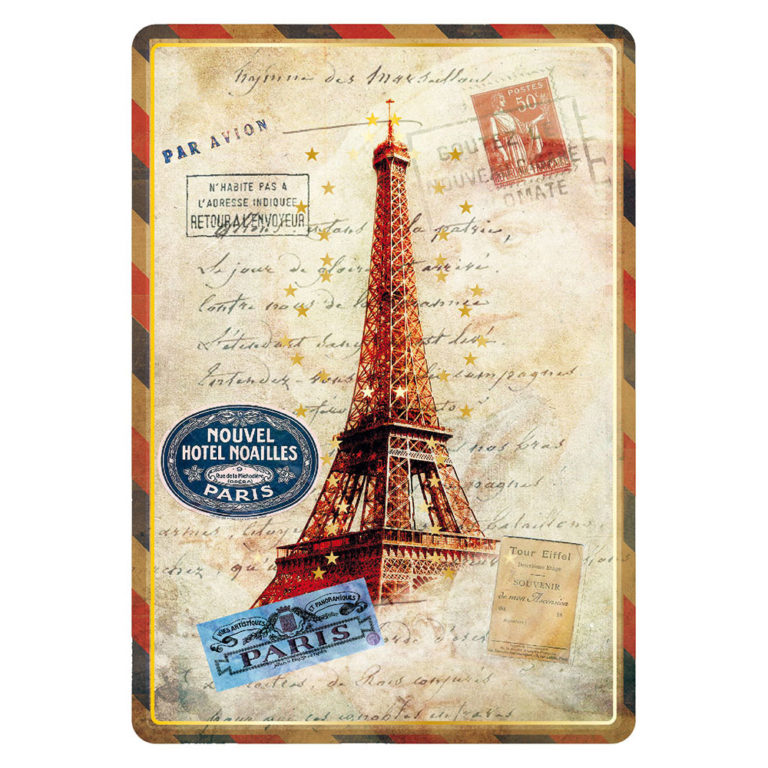 Carte Postale Paris Souvenir - Tour Eiffel Rouge