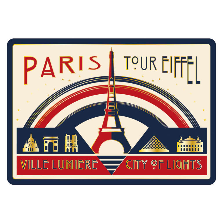 Carte Postale Paris City of Lights - Design rétro-futuriste