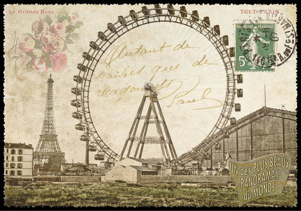 Carte Postale Paris Vintage - La Grande Roue 1900 PPOF 020