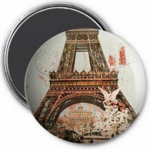 Magnet Rond Paris Vintage - Demie Tour Eiffel Frigidaire Aimant 56mm ø