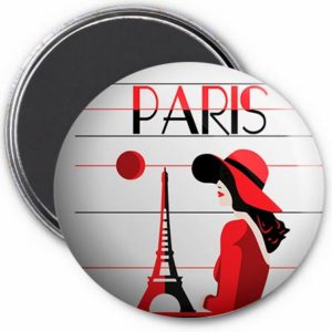 Magnet Rond Illustration Paris - Fashion Tour Eiffel Aimant 56mm ø